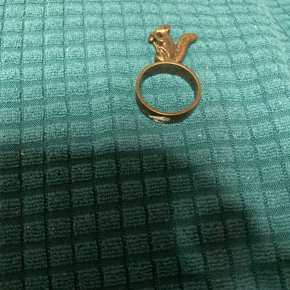 Vintage Brass Squirrel Fashion Statement Ring